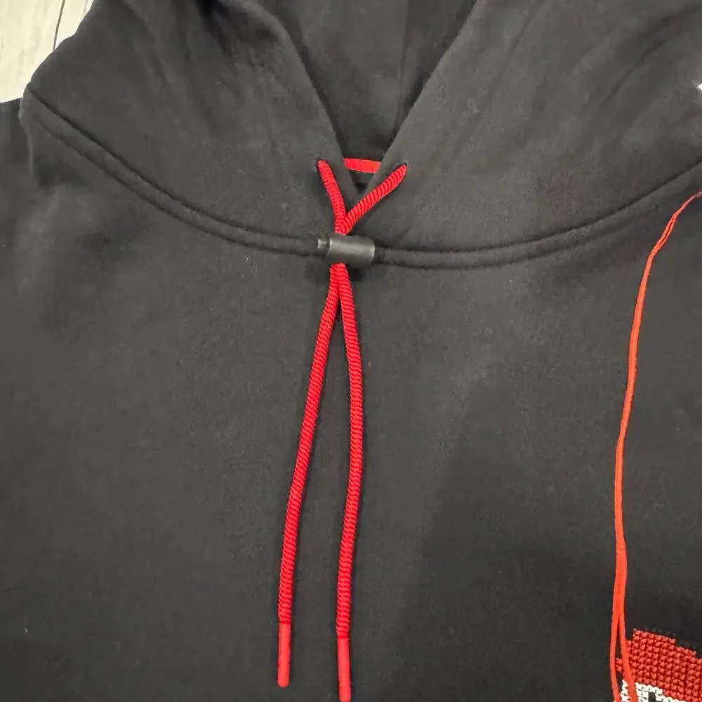 Jordan Jumpman Holiday Pullover Hoodie Mens M Black AJ1 Cross Stitch EUC